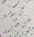 Skieur sur Montagne enneigée art mural Sport Noir Décor de salle de ski de neige par Couteau 04